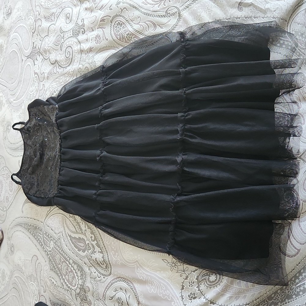 Girls black sequin dress